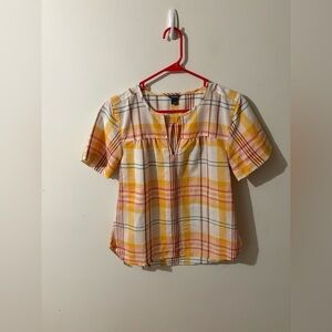 Eddie Bauer Yellow and Red Plaid Blouse Size Small